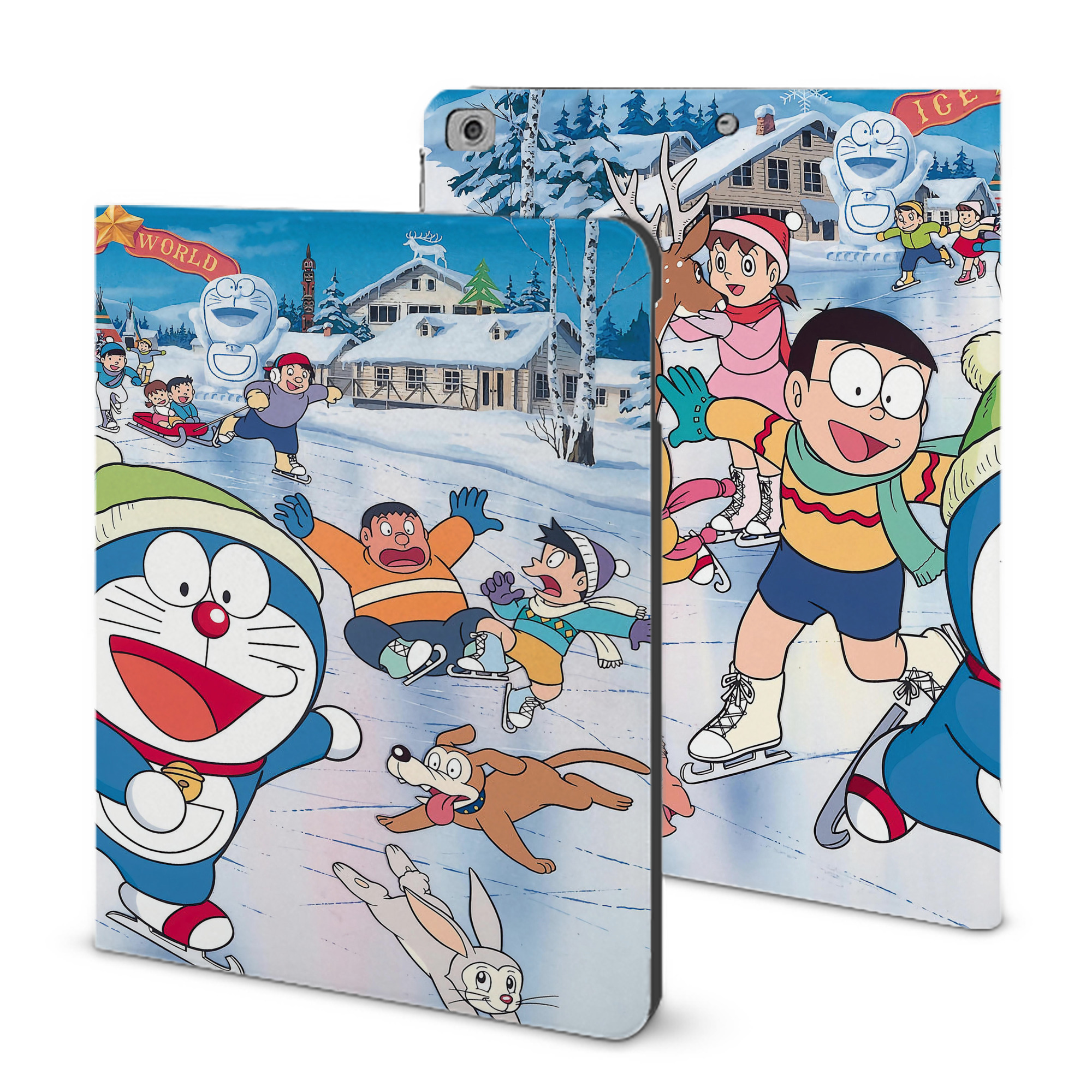 （画像用） ドラえもん Doraemon IPad ケース ブック型 PUレザー TPU 耐衝撃 軽量 薄型 ペン収納なし 全面保護 IPad 各モデル対応
